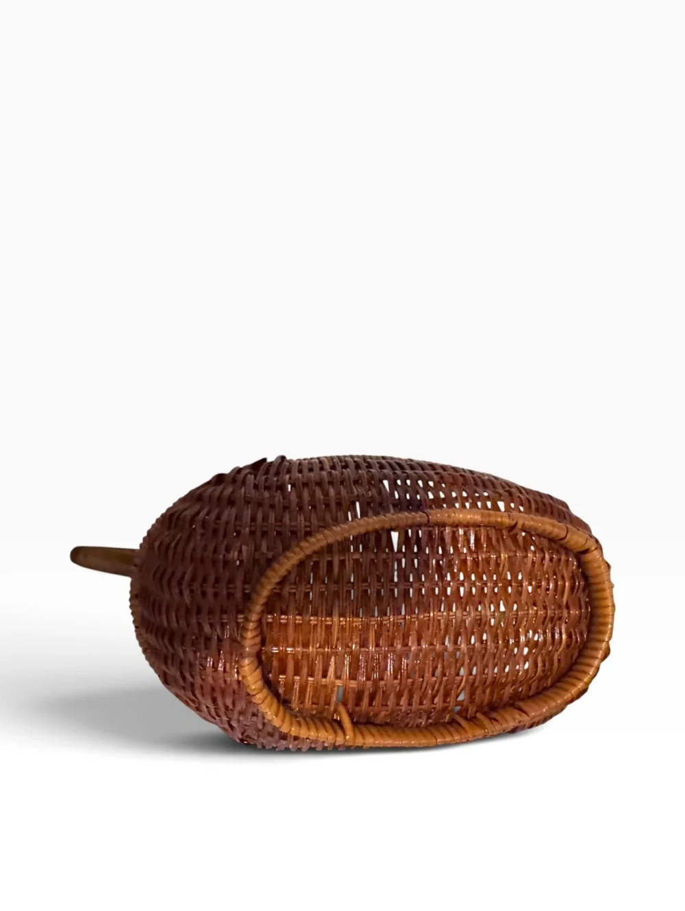 Vintage Wicker Duck Basket Handwoven Rattan Bird Goose Boho Farmhouse Decor